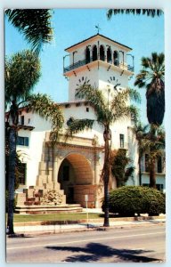 SANTA BARBARA COUNTY COURTHOUSE, California CA ~ THE TOWER 1955 Postcard