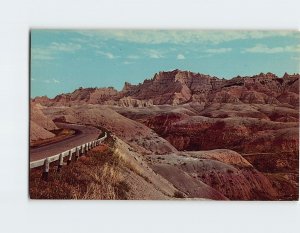 Postcard Road Through Bad Lands, South Dakota