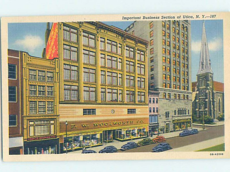 Linen WOOLWORTH'S AND SHOPS ALONG STREET Utica New York NY AF3292