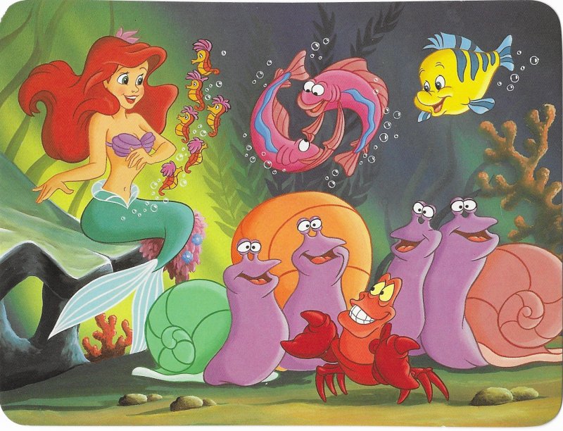 The Little Mermaid Ariel and Friends Disneyland Jumbo Postcard 6.75 by 5 inches