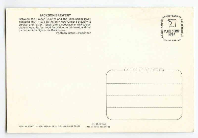 Postcard Jackson Brewery New Orleans Louisiana Continental View Card