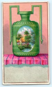 c1880s Blank Colorful Vase Stock Trade Card Decorative Pottery House Unused C8