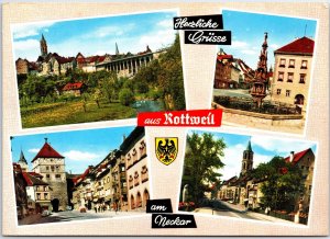 VINTAGE CONTINENTAL SIZE POSTCARD (4) HISTORIC SIGHTS AT ROTTWEIL GERMANY 1970s