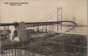 RPPC Postcard New Ambassador Bridge Detroit MI Michigan 1933