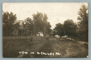 NEW GALILEE PA STREET SCENE ANTIQUE REAL PHOTO POSTCARD RPPC