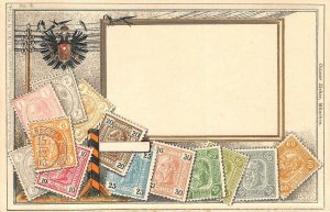 AUSTRIA STAMP MOTIFF EMBOSSED POSTCARD (c. 1910)