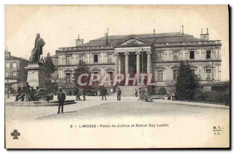 Old Postcard Limoges Courthouse and Statue Gay Lussac