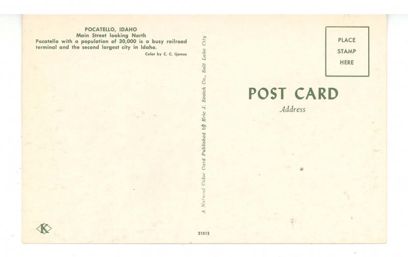 ID - Pocatello. Main Street looking North ca 1956