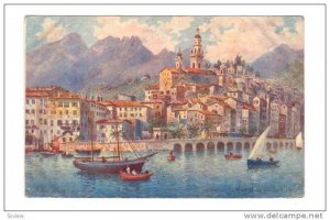 Sailboats, Canoes, Le Port Et La Vieille Ville, Menton (Alpes Maritimes), Fra...