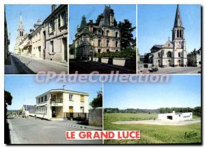 Modern Postcard Grand Luce Sarthe large street the church's position on sport...