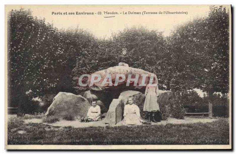 Old Postcard Dolmen Standing Stone and around Paris Meudon The dolmen of Terr...