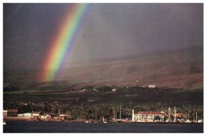 Rainbow Over Lahaina Maui Harbor Pioneer Inn Panoramic View Postcard