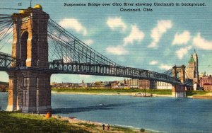 Ohio Cincinnati Suspension Bridge Over Ohio River