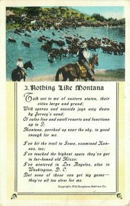 1934 Horses Cattle Montana Cowboy Poem Postcard Robbins Teich 7225