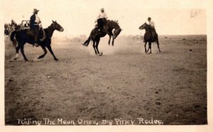 RPPC Real Photo Postcard - Riding The Mean Ones - Big Piney Rodeo, Wyoming