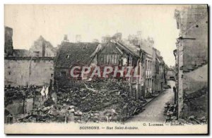 Old Postcard Soissons Rue Saint Antoine Army