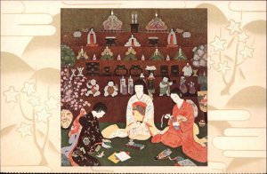 NYK Japanese Steamship Line Doll Festival Children Play Postcard c1920s