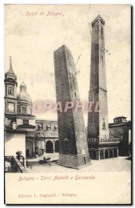 Old Postcard Bologna Torri Asinelli e Garisenda