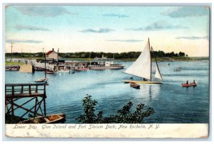 c1905s Lower Bay Glen Island And Fort Slocum Dock New Rochelle New York Postcard