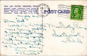 Postcard TN Memphis - William Len Hotel