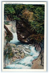 1920 Scenic View Grotto Falls River Ellenville New York Vintage Antique Postcard