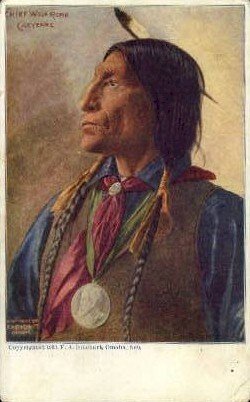 Chief Wolf Robe, Cheyenne Indian Unused crease right bottom corner, rounded c...