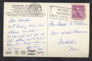 KANSAS CITY MISSOURI COLONIAL MOTEL CARS CITY MAP VINTAGE ADVERTISING POSTCARD