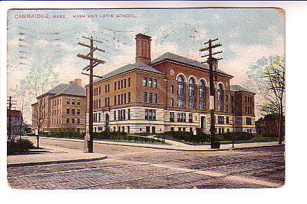 High and Latin School, Cambridge Massachusetts,Used 1909 Flag Cancel