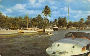 Yachts Motor Boats New River Fort Lauderdale Florida 1968 postcard