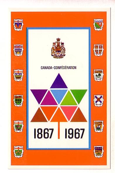  1867-1967 Canada Confederation, Provincial Crests, Prime Ministers List on Back