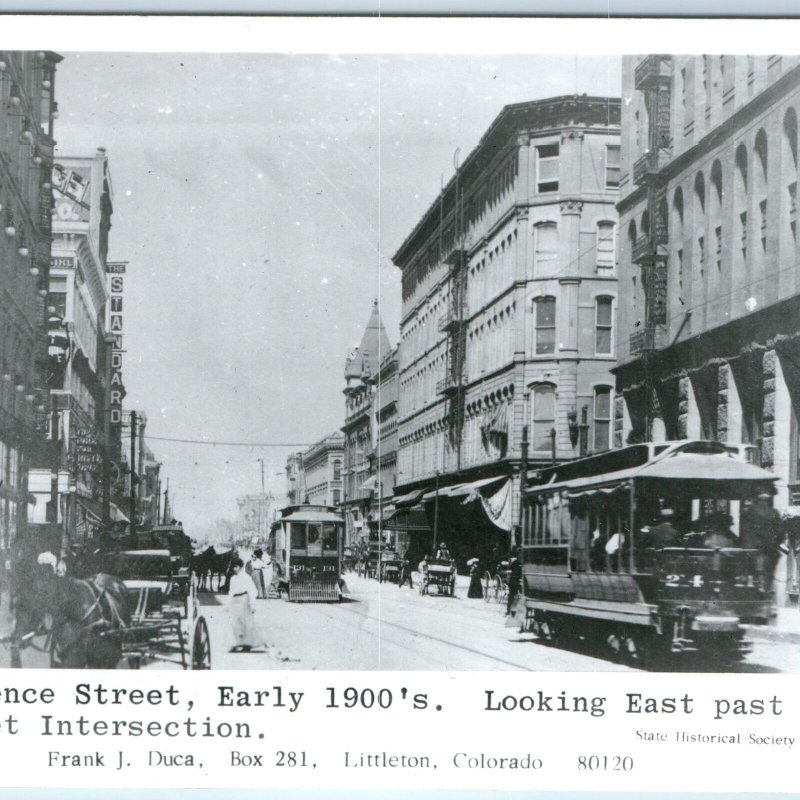 c1950s Denver, CO 1900s RPPC Repro Downtown Lawrence St Real Photo Postcard A100