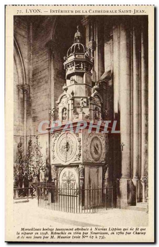 Lyon - Interior of Cathedrale Saint Jean - Old Postcard