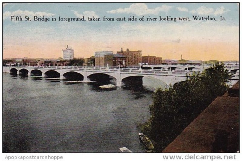 Iowa Waterloo Fifth Saint Bridge In Foreground Taken From East Side Of River ...