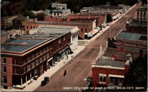 Bird's Eye View Main Street Miles City Montana Postcard Bloom Bros DB horses