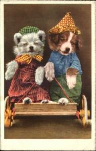 FANTASY Puppy Dog Dressed as People WAGON PC