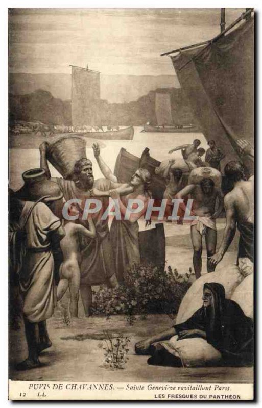 Old Postcard Puvis De Chavannes refueling Sainte Genevieve Pantheon Paris Fre...