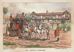 Stagecoach at Ostrich Pub Inn Coinbrook Berkshire Postcard