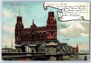 Hamburg Germany Postcard New Elbe Bridge Hamburg 1901 Posted Antique