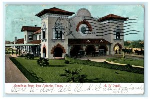 1907 Greetings From San Antonio Texas S.P. Depot Halloween Postmark Postcard