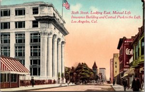 Postcard Sixth Street Mutual Life Insurance in Los Angeles, California~134448