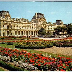 c1970s Paris, France Louvre Palace Gardens Flower Beds Cars Chrome 4x6 PC M26