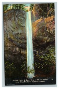 Vintage 1940's Postcard Latourell Falls Columbia River Highway Oregon