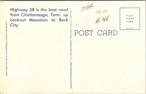 Balanced Rock Rock City Gardens Lookout Mountain Linen Postcard UNP VTG Unused 