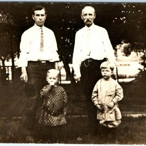 c1910s Family Portrait RPPC Children Father Grandfather Real Photo Postcard A26