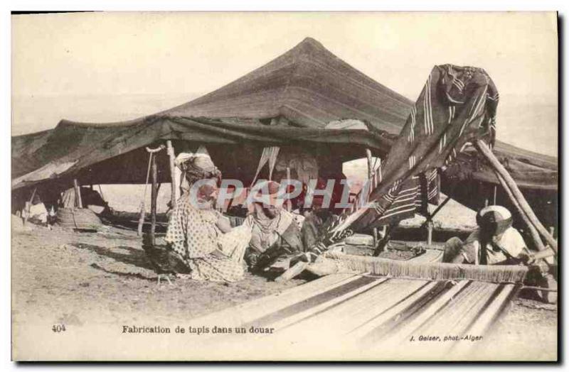 Old Postcard Algeria Manufacture of carpets in Douar