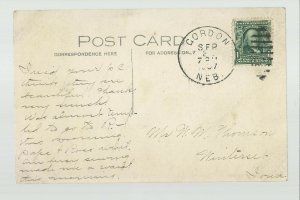 Gordon NEBRASKA RPPC 1907 BALLOON ASCENSION Airship DAREDEVIL HANGING nr Chadron