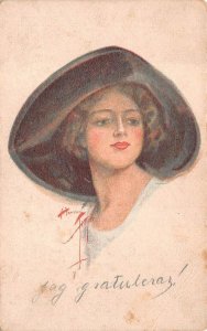 GLAMOUR WOMAN ARTIST SIGNED HARRISON FISHER FINNISH SERIES 30/25 POSTCARD 1921 !