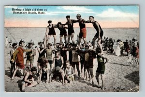 Nantasket Beach MA-Massachusetts, Beach Men at Play, Vintage c1910 Postcard