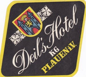 Germany Plauen Deil's Hotel Vintage Luggage Label sk2084