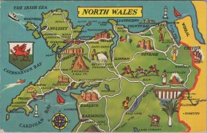 Cartography Postcard - Map of North Wales  Ref.RS33350 